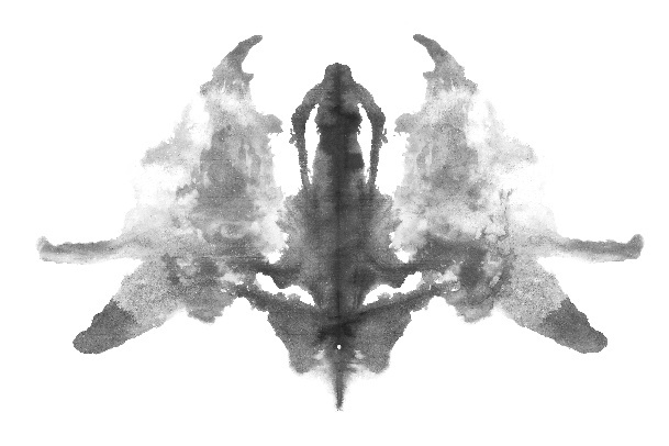 A close-up of a rorschach test